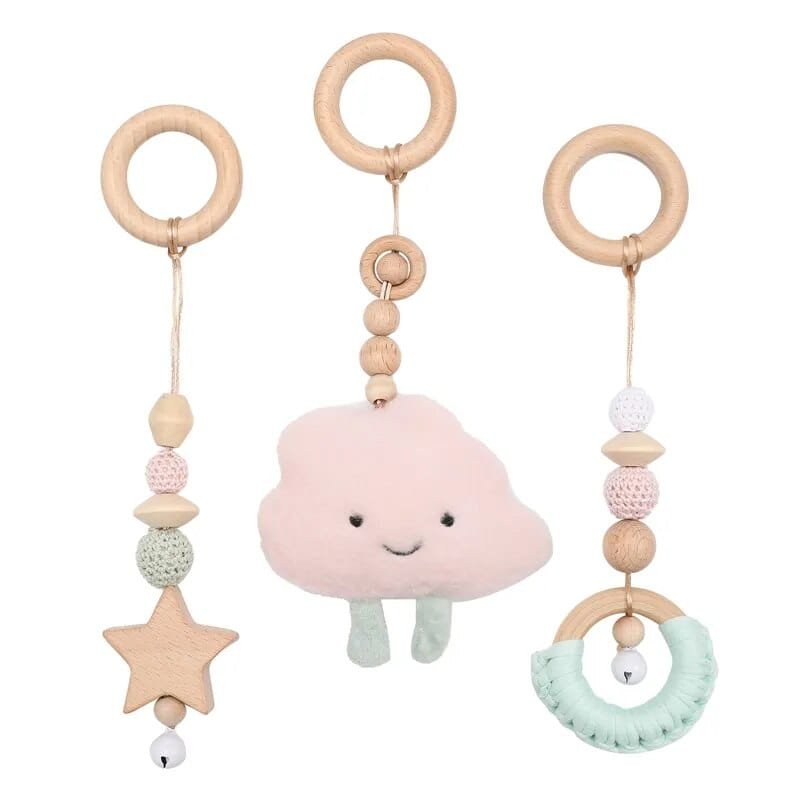 1 Set Wooden Baby Gym & Activity Fitness Stand with Rattle