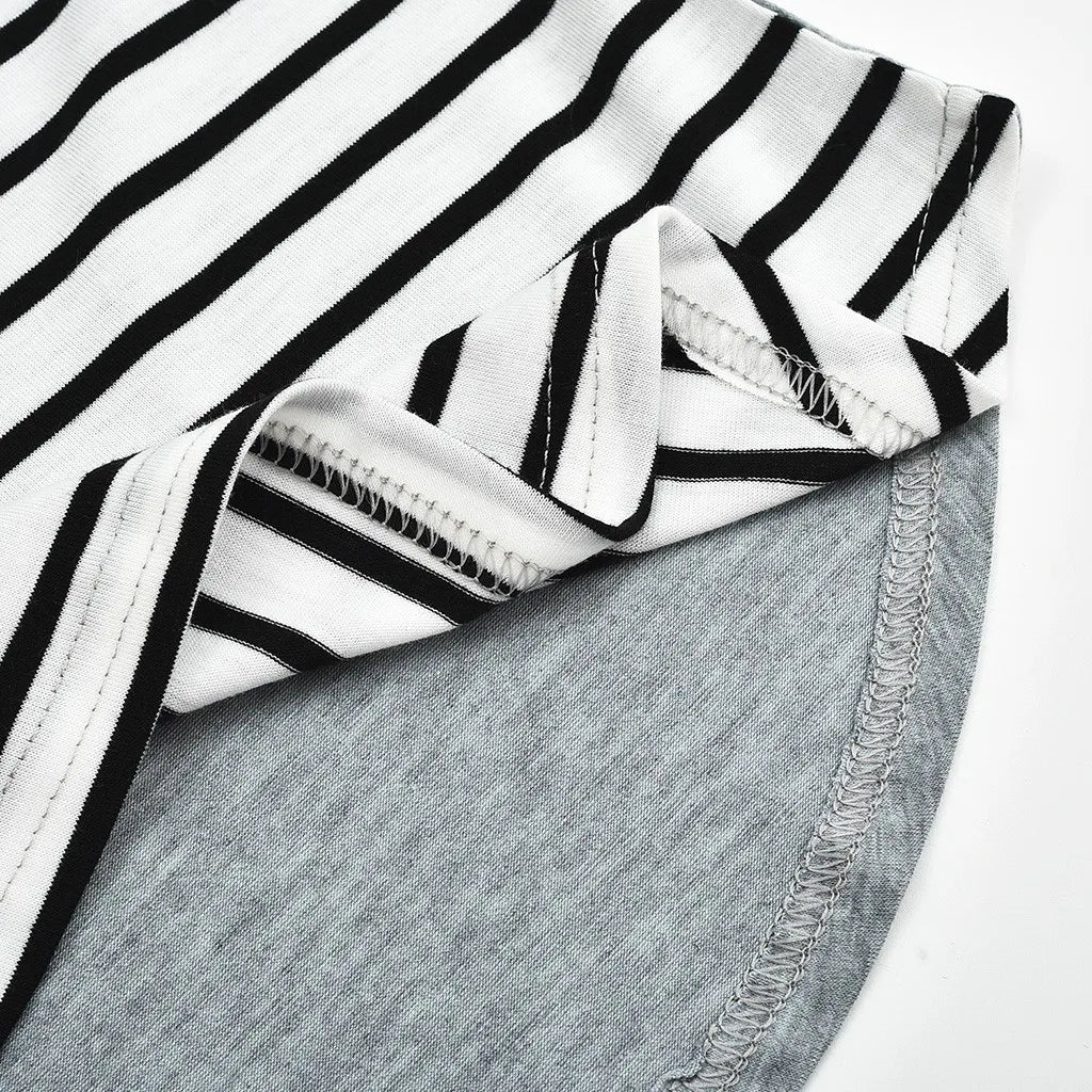 Color-Block Striped Maternity Nursing Long-Sleeve Tee