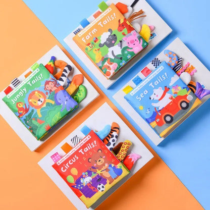 Cartoon Animal Tail Cloth Book: Educational Toy for Babies 0-12 Months