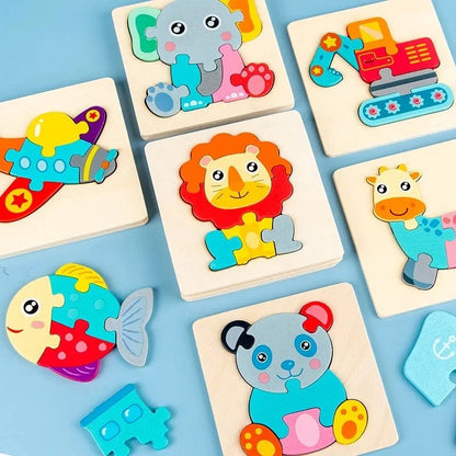 Colorful Animal Wooden Puzzle - Kids' Educational Jigsaw Toy