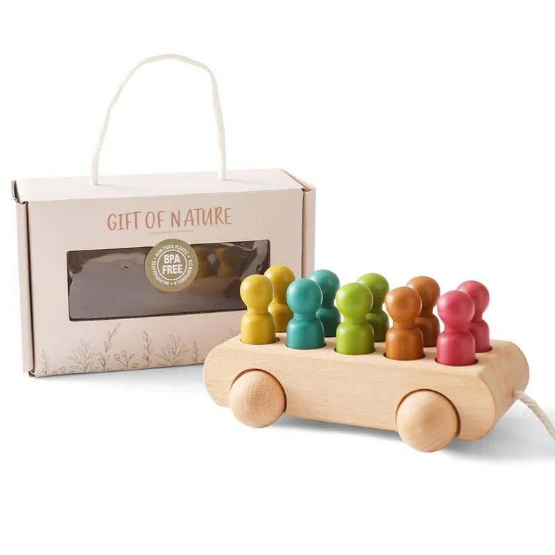 Montessori Wooden Train & Trolley - Educational Baby Birthday Toy