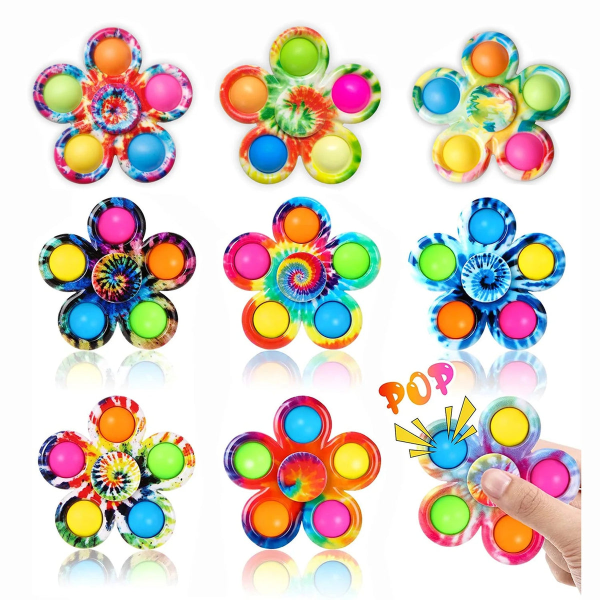 Tie-Dye Pop Fidget Spinner – Sensory Stress-Relief Toy