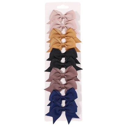 10Pc Cute Bowknot Clips Set for Girls - Handmade Hairpins