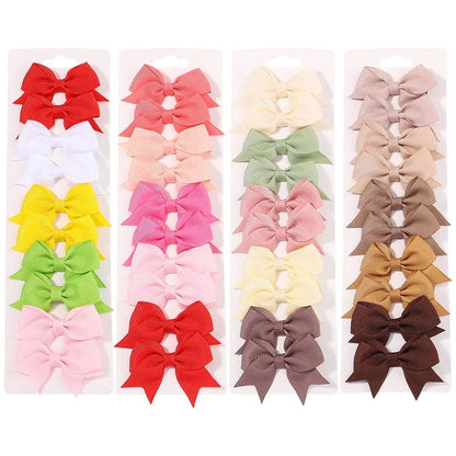 10Pc Cute Bowknot Clips Set for Girls - Handmade Hairpins