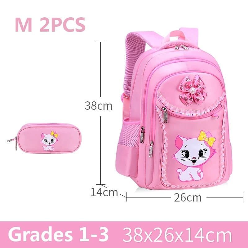 Pink School Backpack Set for Girls: Bag & Pencil Case