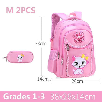 Pink School Backpack Set for Girls: Bag & Pencil Case