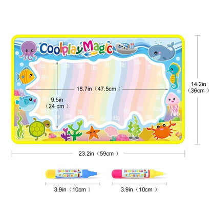 Coolplay Animal Water Drawing Mat: Rainbow Doodle & 2 Pens - Xmas Kid Gift