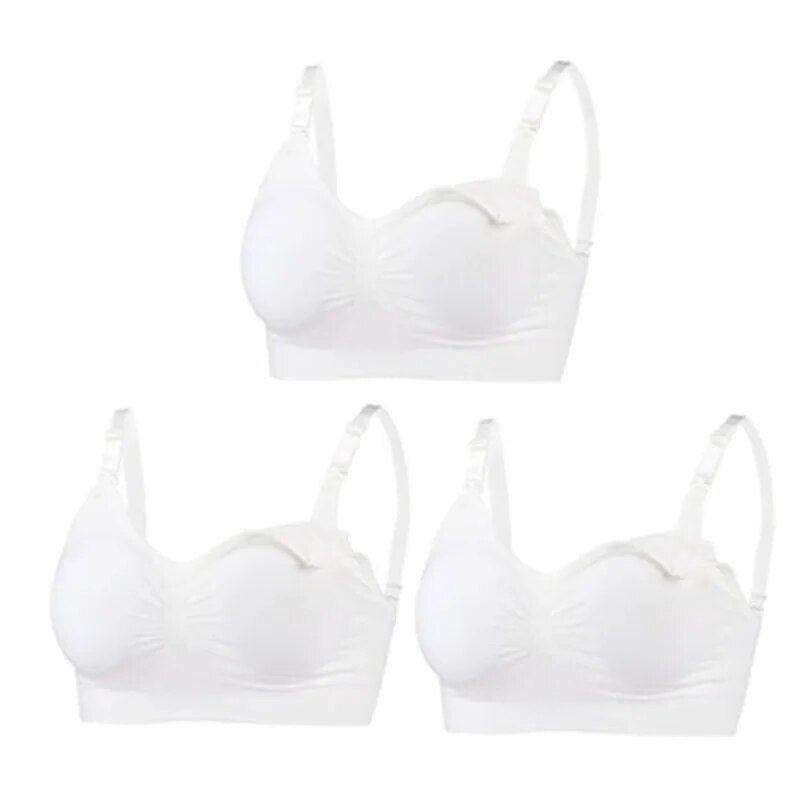3pc Maternity Nursing Bra Set - Seamless, Breathable Cotton