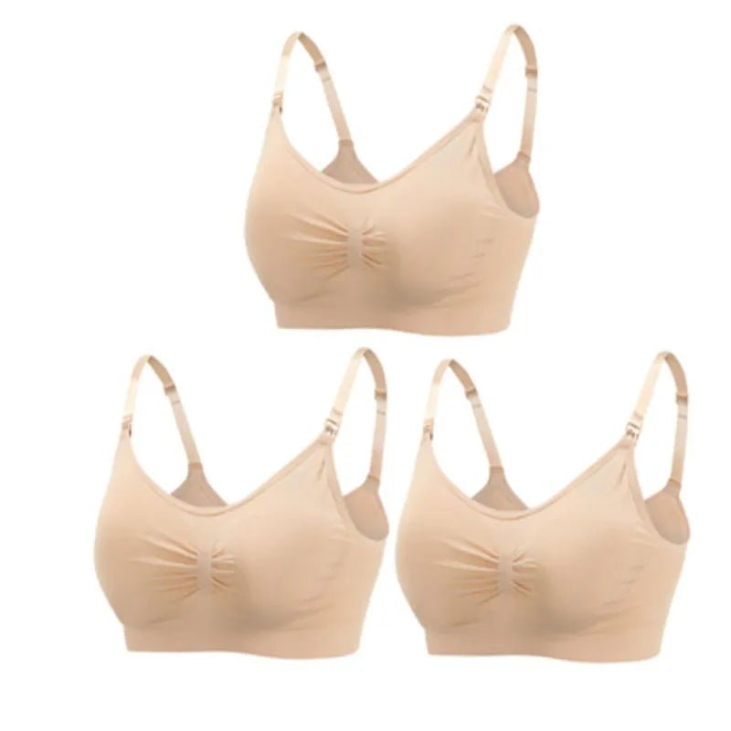 3pc Maternity Nursing Bra Set - Seamless, Breathable Cotton