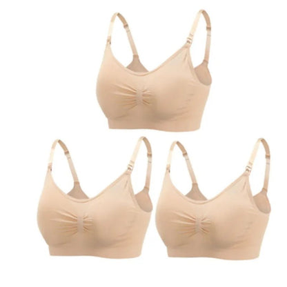 3pc Maternity Nursing Bra Set - Seamless, Breathable Cotton