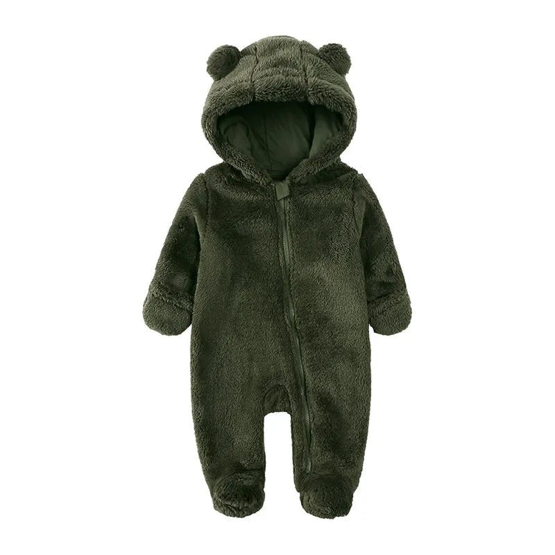 Cozy Bear-Themed Winter Jumpsuit for Newborns (0-12M)