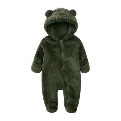 Cozy Bear-Themed Winter Jumpsuit for Newborns (0-12M)