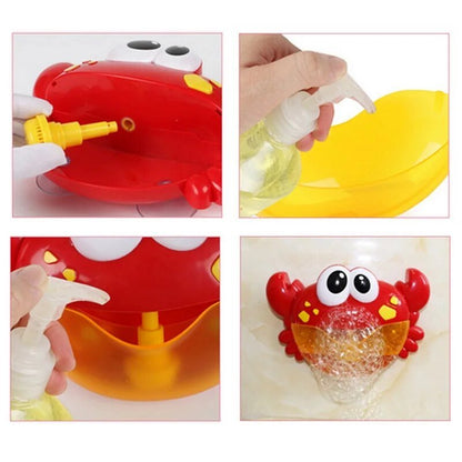 Cute Crab Automatic Bubble Machine with Music for Bath Time