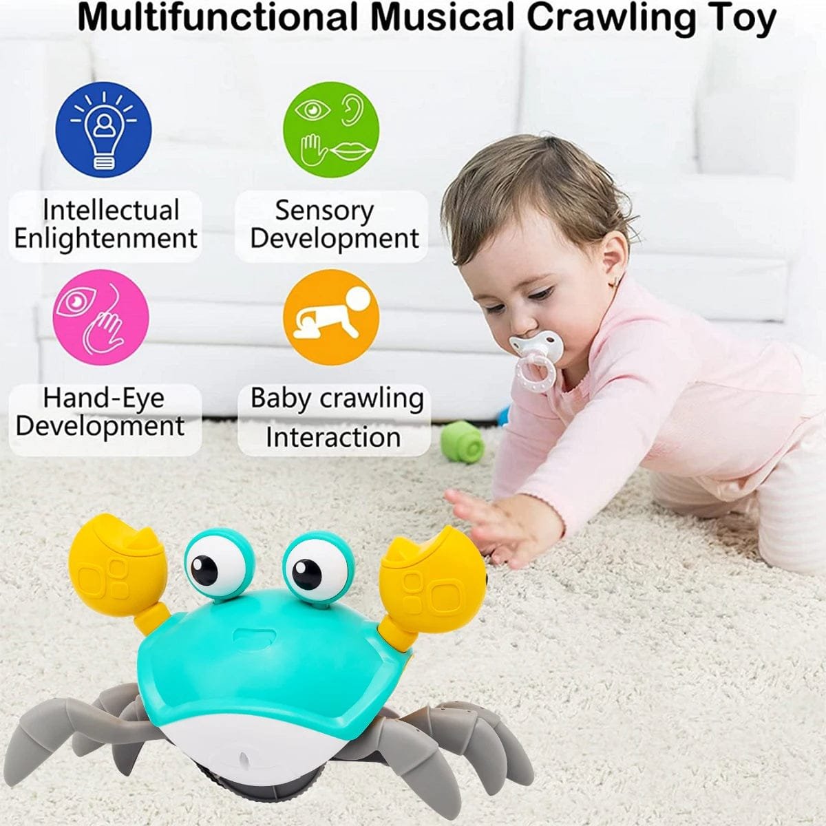 Rechargeable Crawling Crab Toy for Babies - Tummy Time Fun