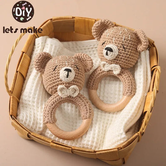1PC Crochet Bear Rattle & Teether Bracelet for Babies