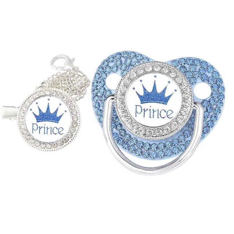 Luxury Crown Pacifier & Clip Set - BPA Free Silicone, Teether