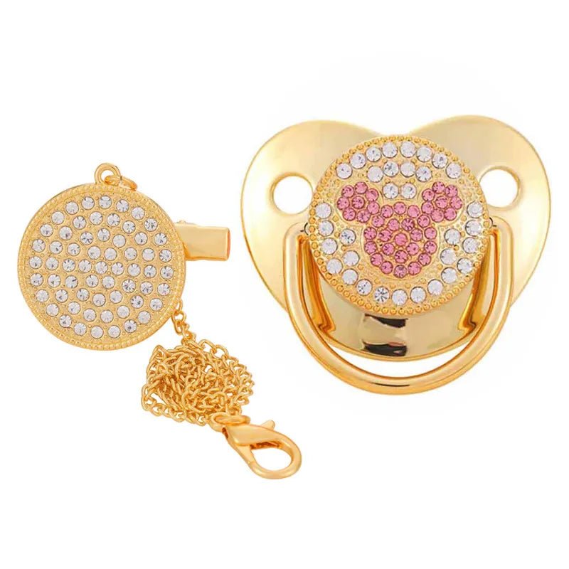 Luxury Crown Pacifier & Clip Set - BPA Free Silicone, Teether