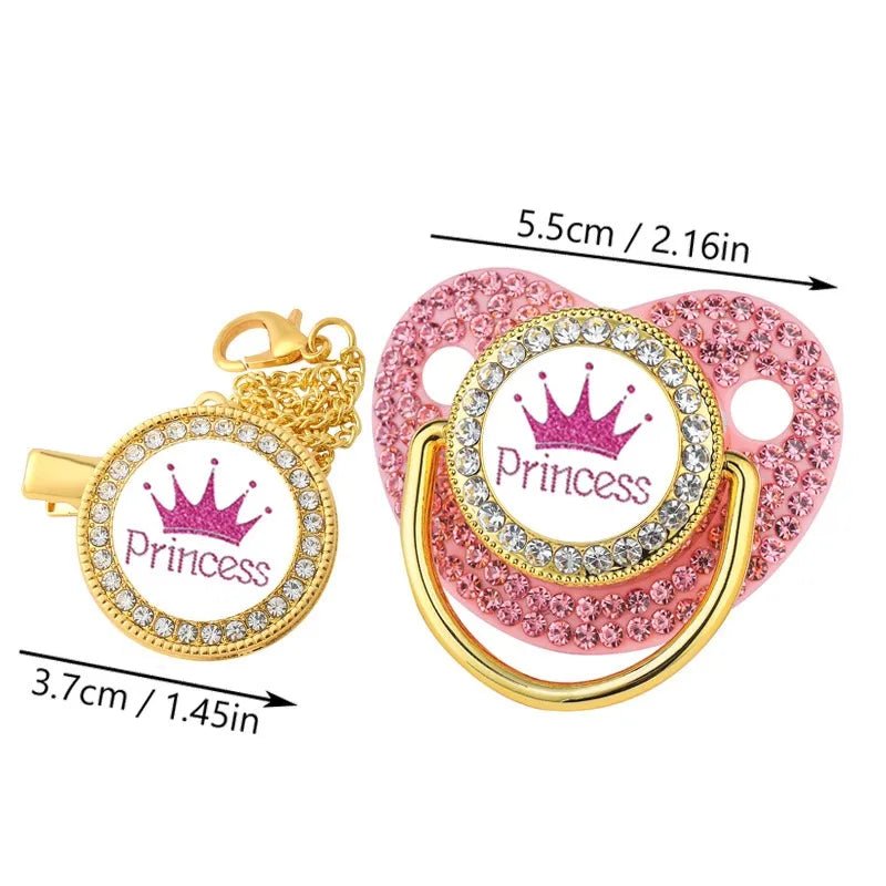 Luxury Crown Pacifier & Clip Set - BPA Free Silicone, Teether