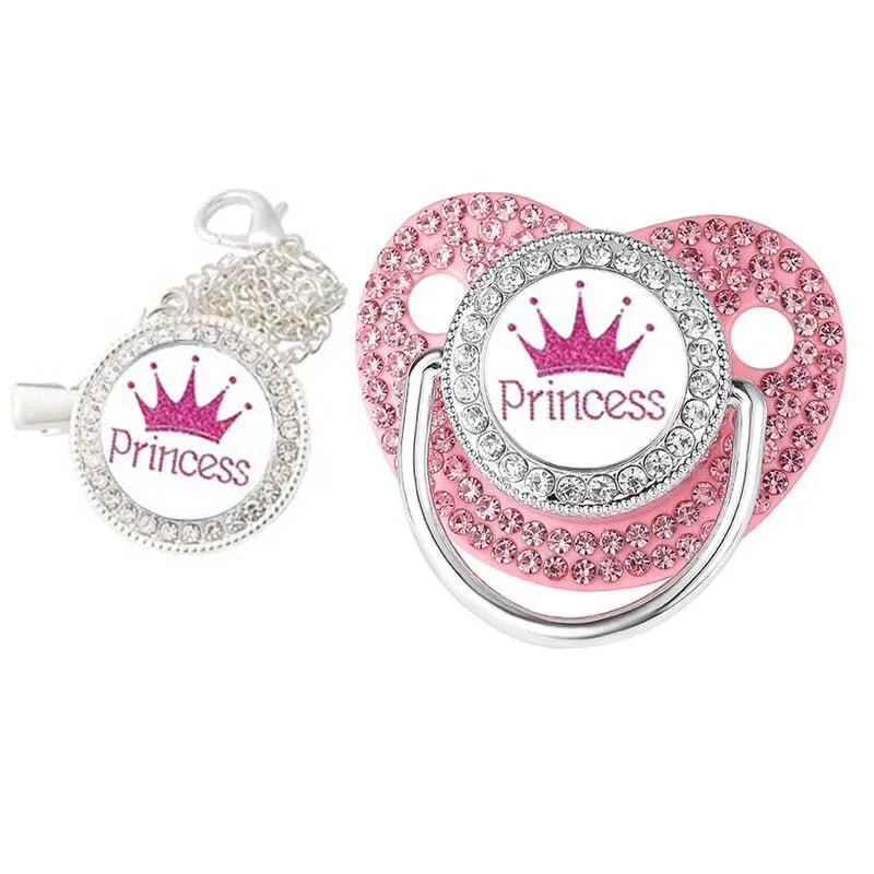 Luxury Crown Pacifier & Clip Set - BPA Free Silicone, Teether