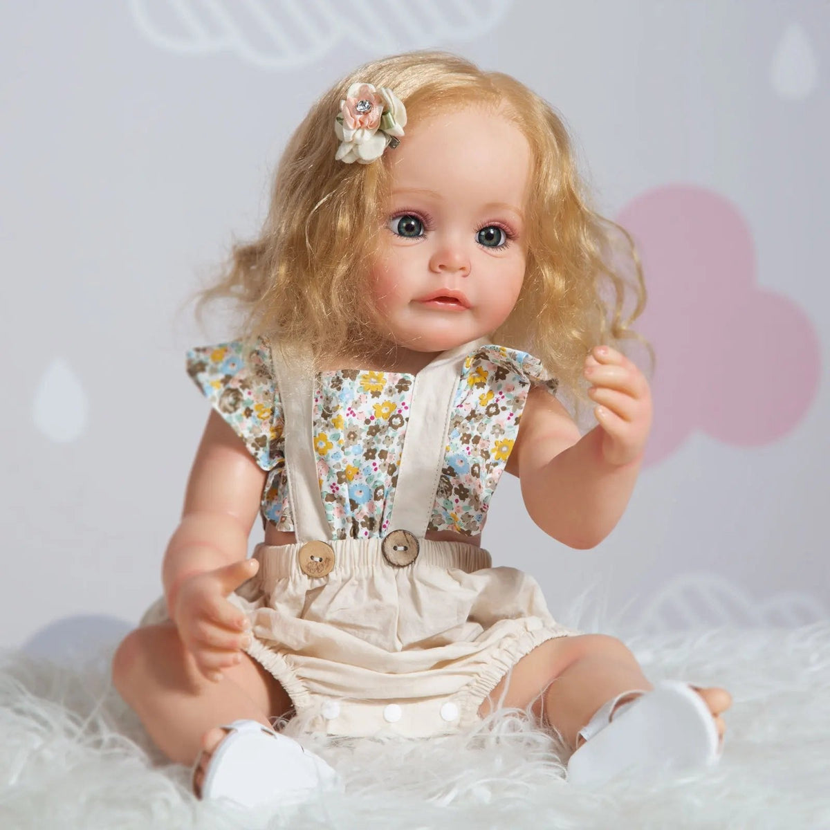 55cm Lifelike Reborn Baby Doll - Curly Hair, Full Silicone