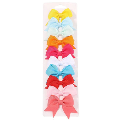 10Pc Cute Bowknot Clips Set for Girls - Handmade Hairpins