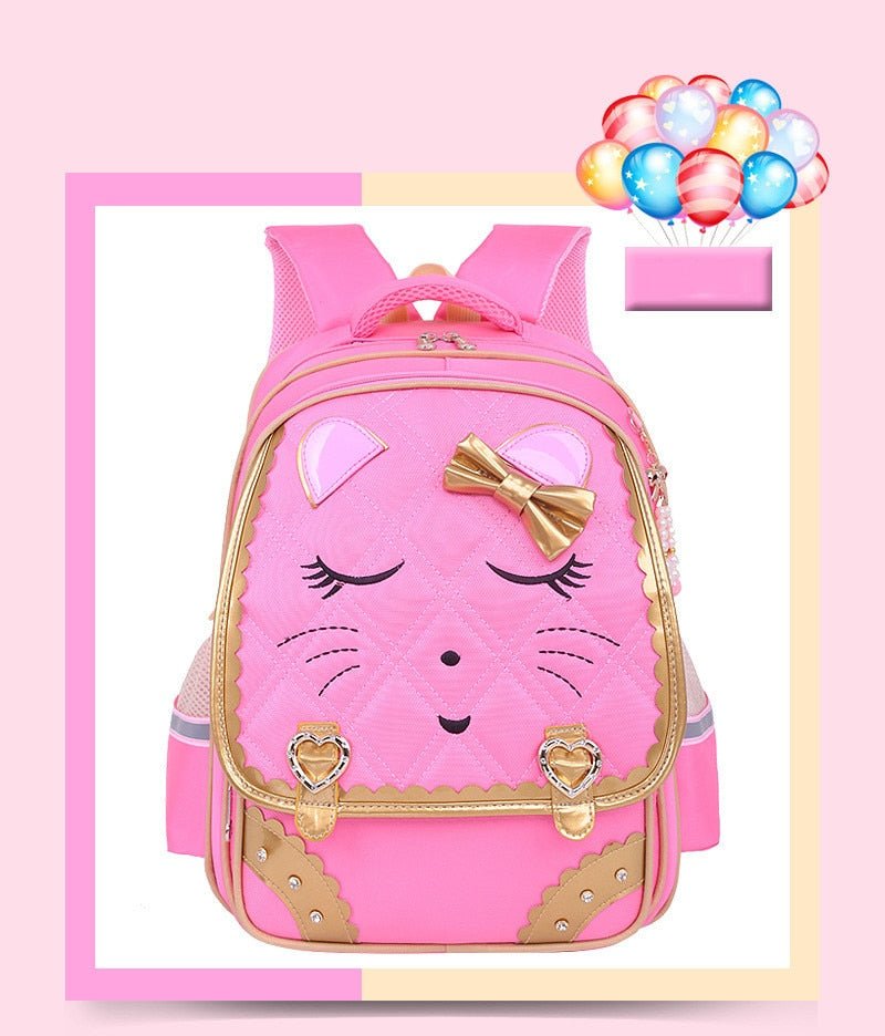 Fashion Sweet Cat Girl's School Bags Waterproof Cartoon Pattern