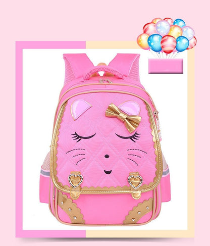 Fashion Sweet Cat Girl's School Bags Waterproof Cartoon Pattern