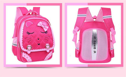 Fashion Sweet Cat Girl's School Bags Waterproof Cartoon Pattern