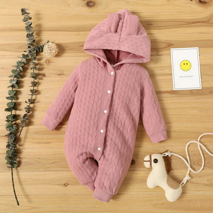 Cozy Hooded Ears Baby Romper - Autumn/Winter, Long Sleeve
