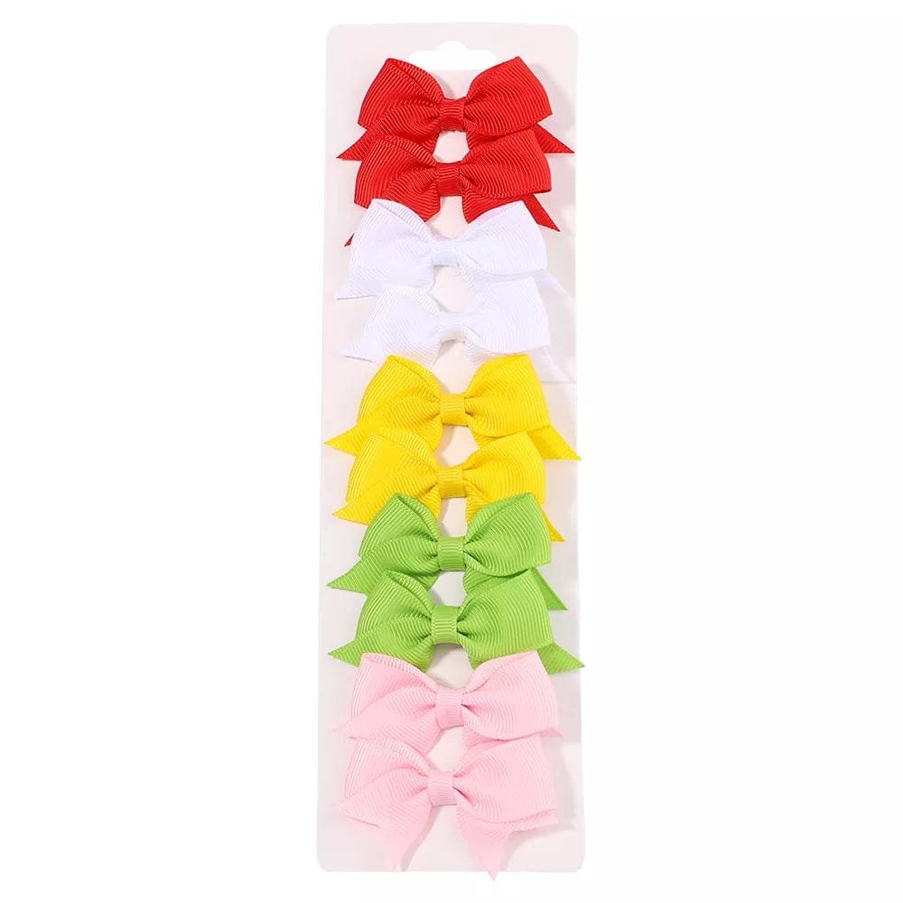 10Pc Cute Bowknot Clips Set for Girls - Handmade Hairpins