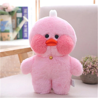 28cm Cafe Duck Plush Toy with Bells, Soft Animal Pillow