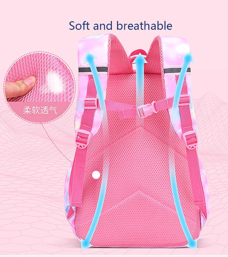 Pink Kawaii Girls School Backpack (Waterproof, 7–13Y)