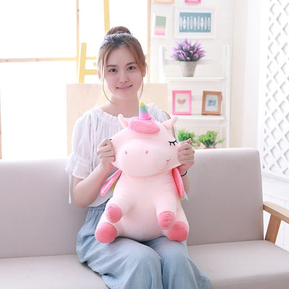 25cm 40cm 55cm lovely unicorn plush toy pink fly horse with rainbow wings