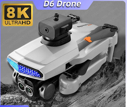 New D6 Mini Drone - 8K Camera, Obstacle Avoidance, Foldable Quadcopter Gift