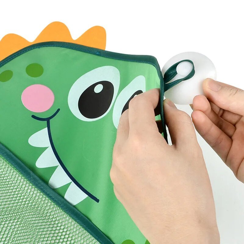 Dinosaur Baby Bath Toy Organizer, Suction Storage Mesh Bag