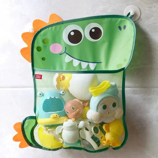 Dinosaur Baby Bath Toy Organizer, Suction Storage Mesh Bag