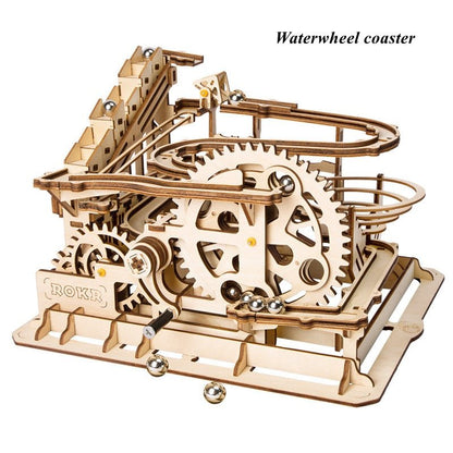 3D Marble Run Game Wooden Gear Drive Model Building Kits Toy for Children