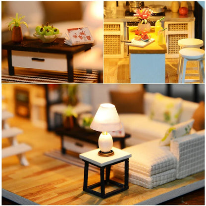 DIY Wooden Miniature Dollhouse Kit with LED & Furniture (1:24)