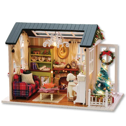 DIY Wooden Miniature Dollhouse Kit with LED & Furniture (1:24)