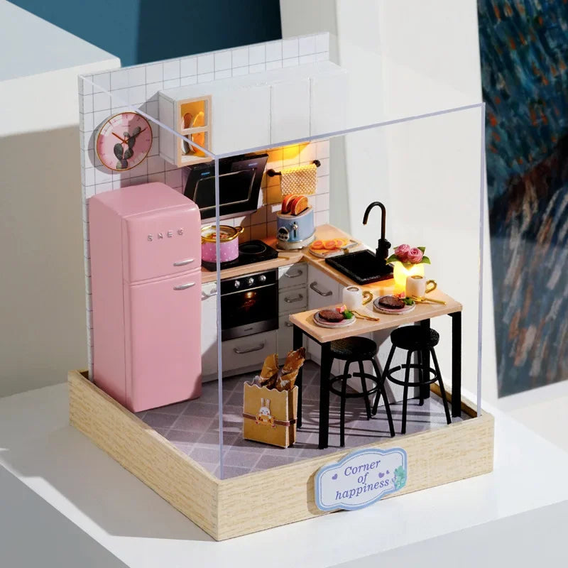 DIY Wooden Miniature Dollhouse Kit with LED & Furniture (1:24)