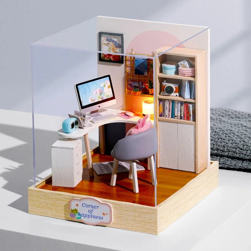 DIY Wooden Miniature Dollhouse Kit with LED & Furniture (1:24)