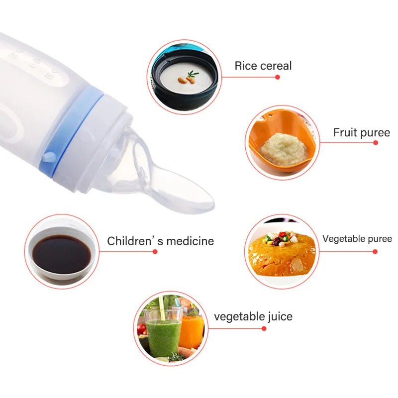 Dolphin Silicone Baby Feeding Bottle with Rice Cereal Spoon