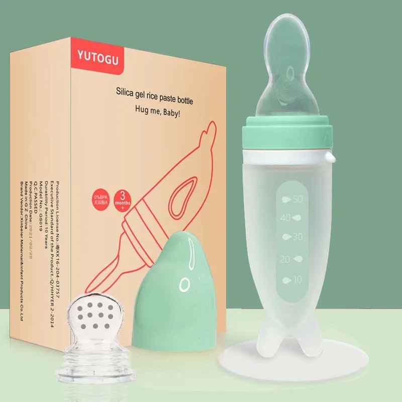 Dolphin Silicone Baby Feeding Bottle with Rice Cereal Spoon