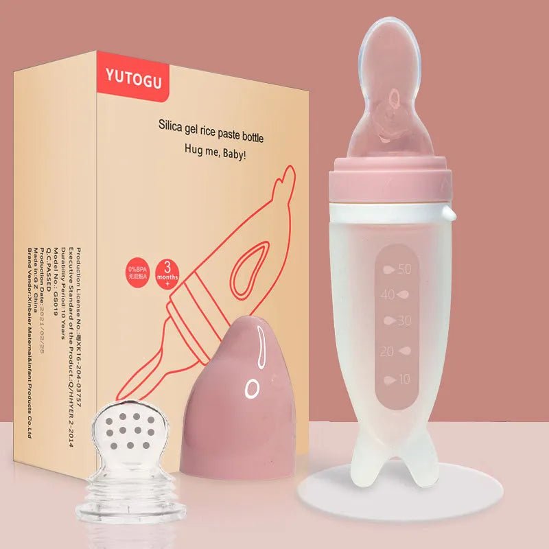 Dolphin Silicone Baby Feeding Bottle with Rice Cereal Spoon