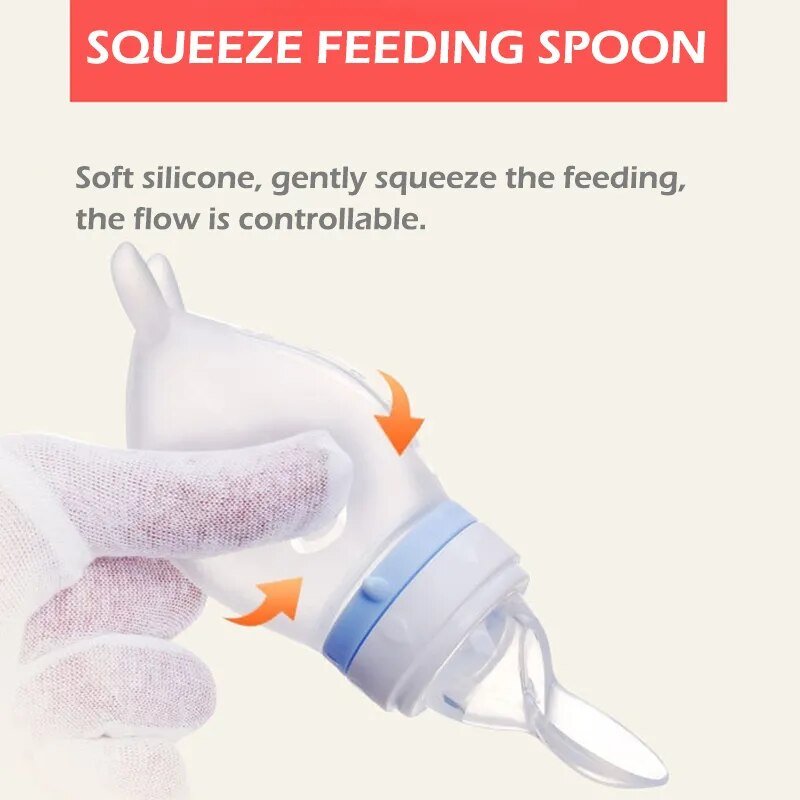 Dolphin Silicone Baby Feeding Bottle with Rice Cereal Spoon