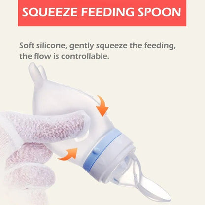 Dolphin Silicone Baby Feeding Bottle with Rice Cereal Spoon