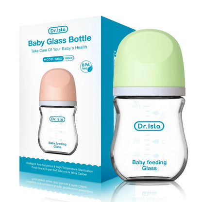 Wide-Neck Anti-Colic Glass Baby Bottle