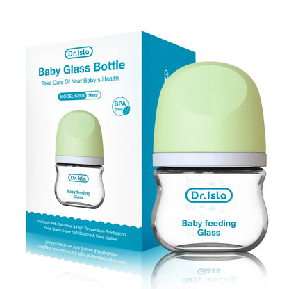 Wide-Neck Anti-Colic Glass Baby Bottle