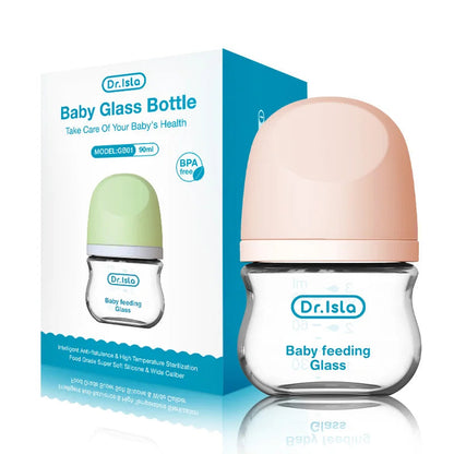 Wide-Neck Anti-Colic Glass Baby Bottle