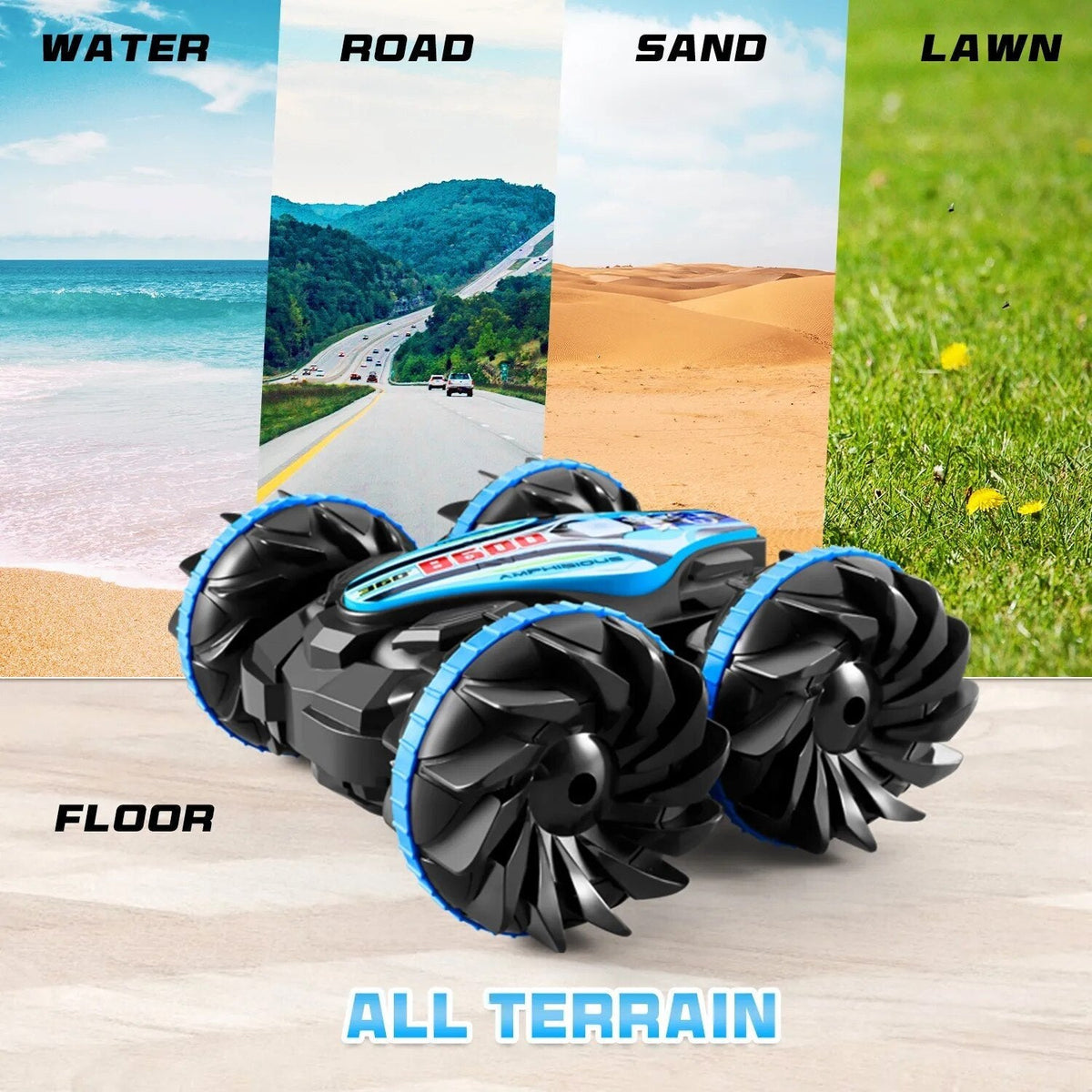 2.4G Amphibious Stunt RC Vehicle, Double-Sided, Kids' Electric Toy